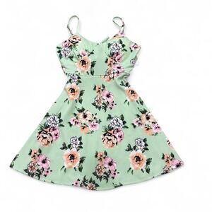 NWT Almost Famous mint green floral dress babydoll skater party vacation  Size M